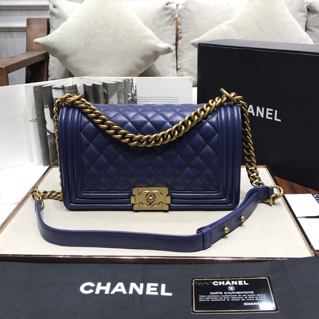 Ch**el Leboy lambskin Bag in Navy Blue 67086