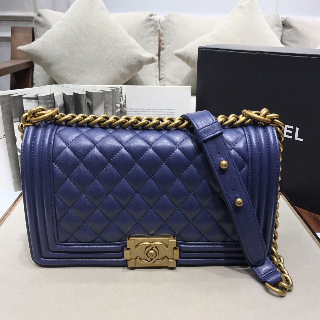 Ch**el Leboy lambskin Bag in Navy Blue 67086