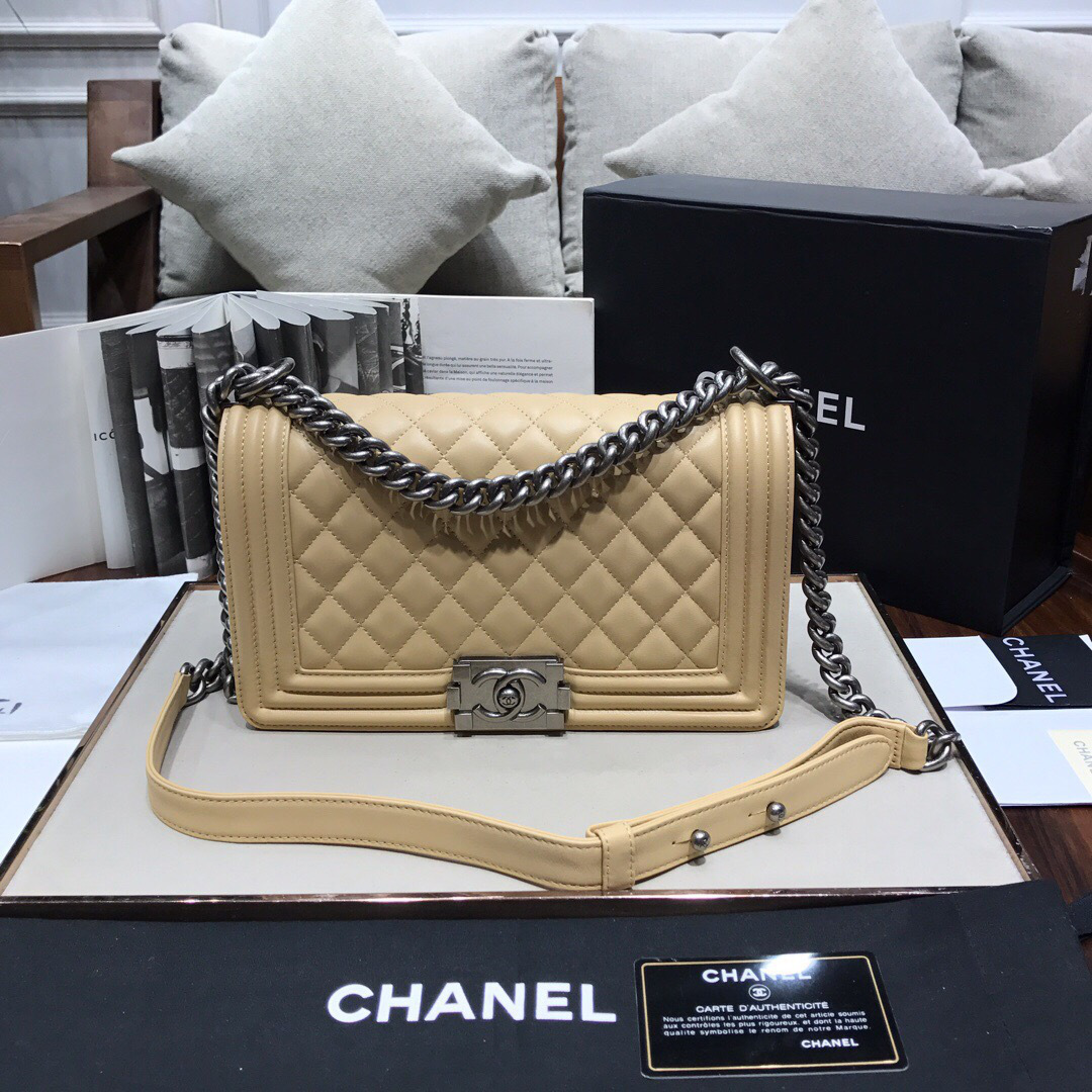 Ch**el Leboy lambskin Bag in Apricot With Silver Hardware 67086