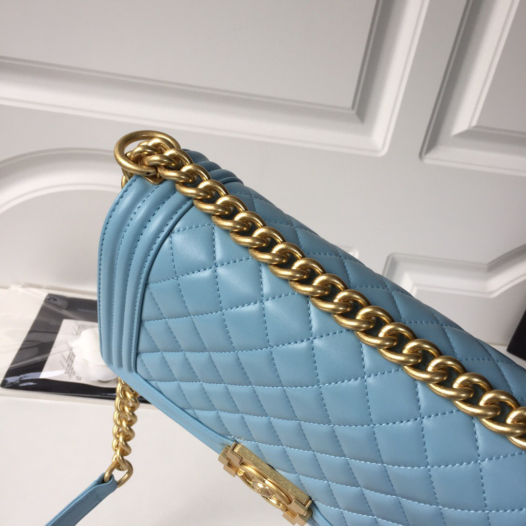 Ch**el Leboy lambskin Bag in Blue With Gold Hardware 67086