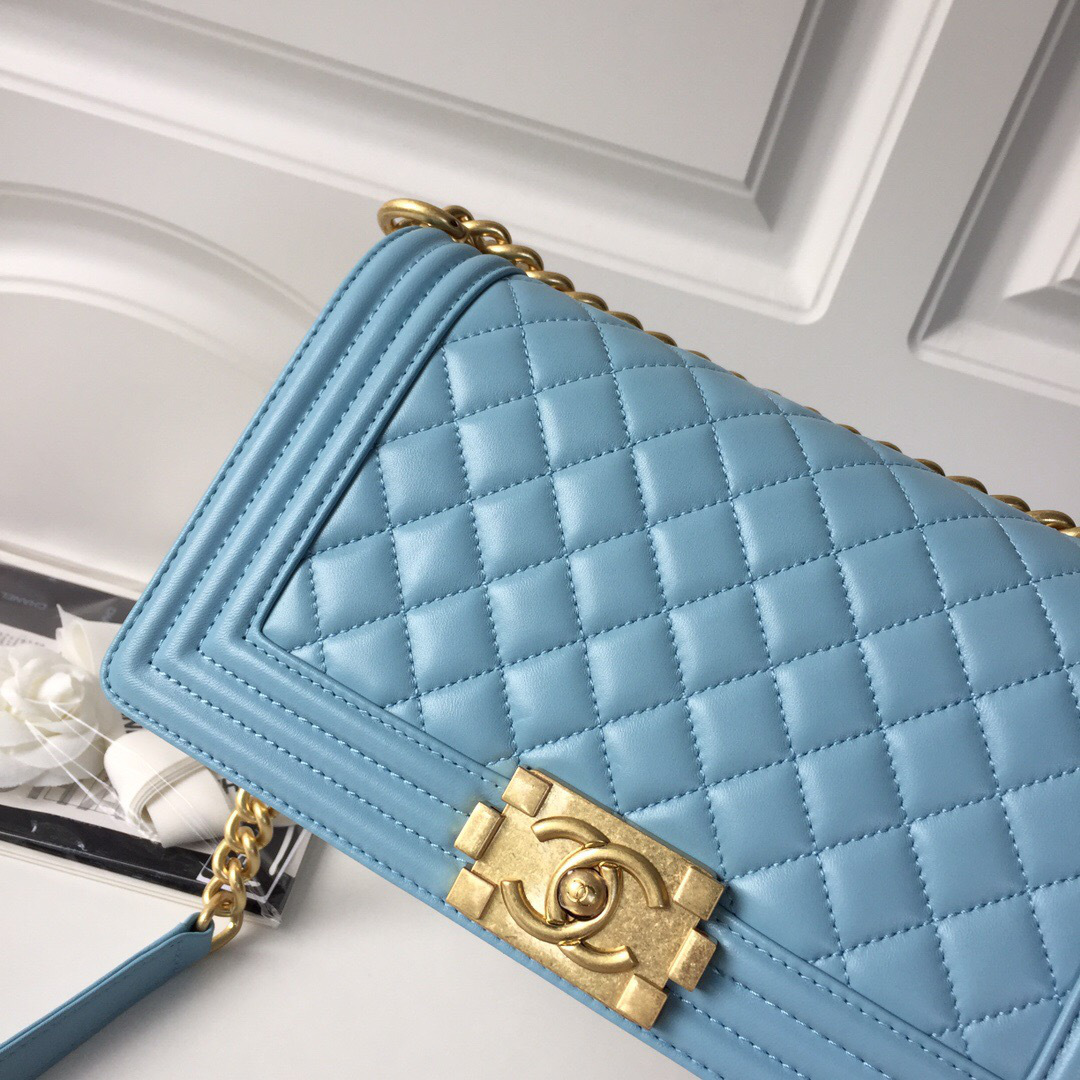 Ch**el Leboy lambskin Bag in Blue With Gold Hardware 67086