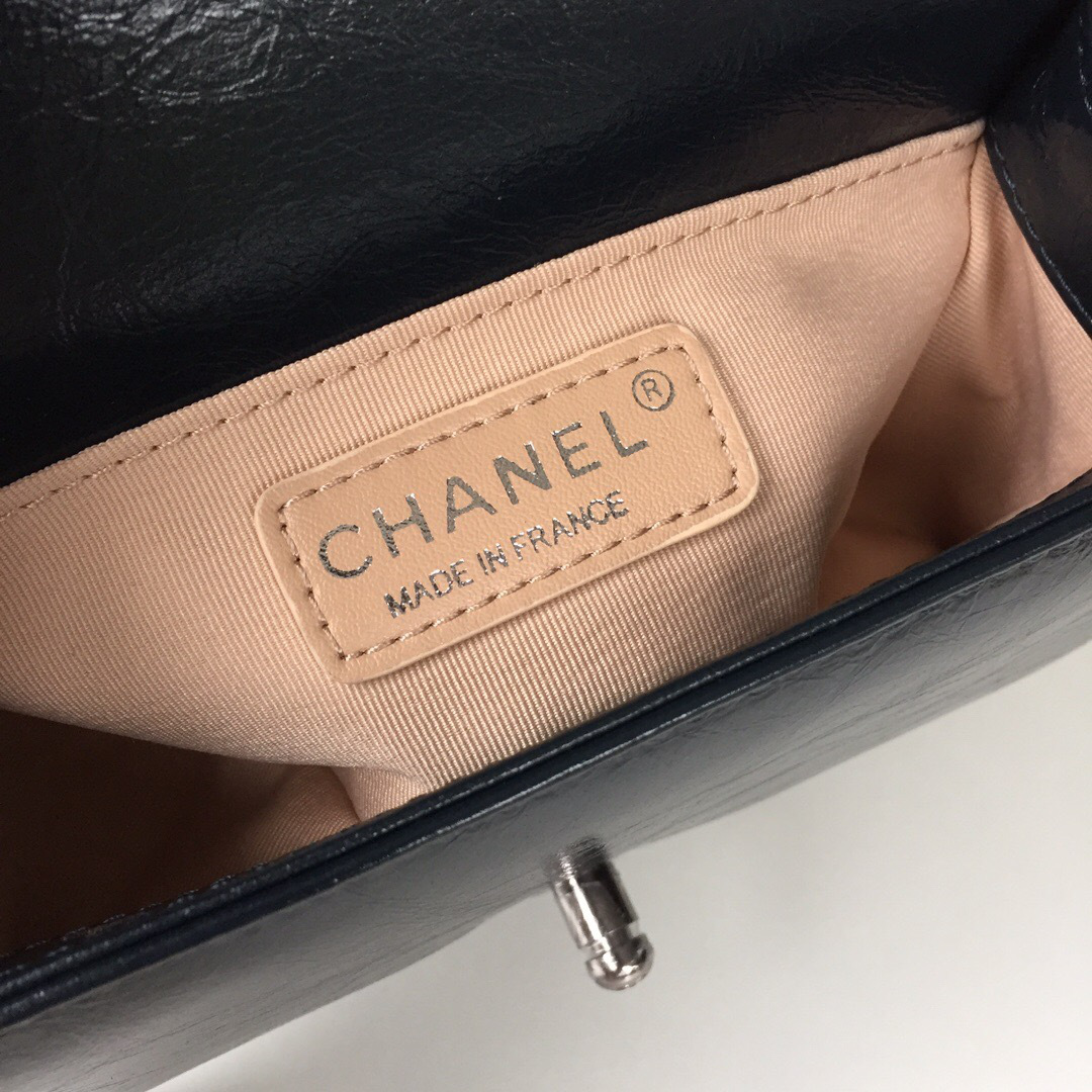 Ch**el leboy calfskin bag in blue with silver hardware 20cm