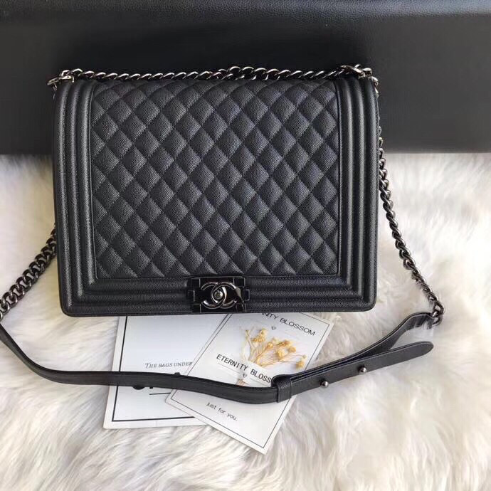 Ch**el leboy calfskin bag in black 30cm