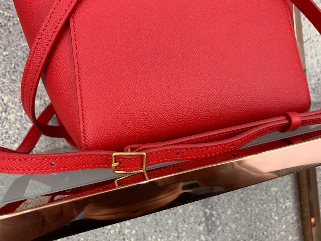 Ce1i*e Micro Belt Bag In Grained Calfskin with Red 20 cm 175519