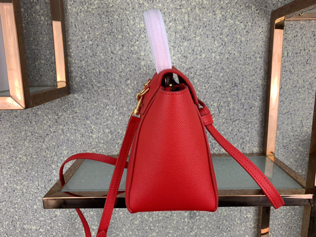 Ce1i*e Micro Belt Bag In Grained Calfskin with Red 20 cm 175519