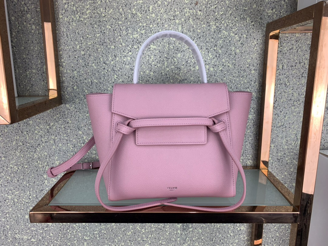 Ce1i*e Micro Belt Bag In Grained Calfskin with Pink 20cm 175519