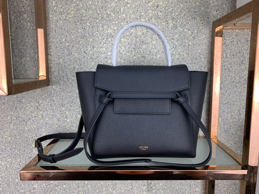 Ce1i*e Micro Belt Bag In Grained Calfskin with Black 20cm 175519