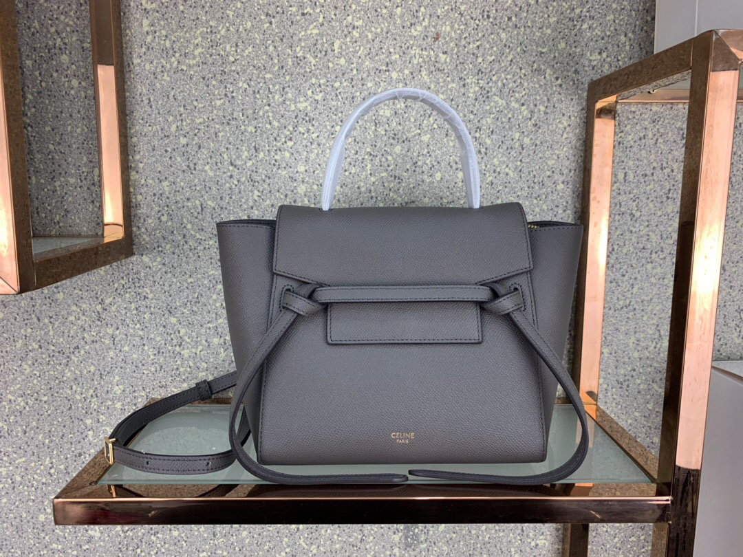 Ce1i*e Micro Belt Bag In Grained Calfskin with Gray 20cm 175519
