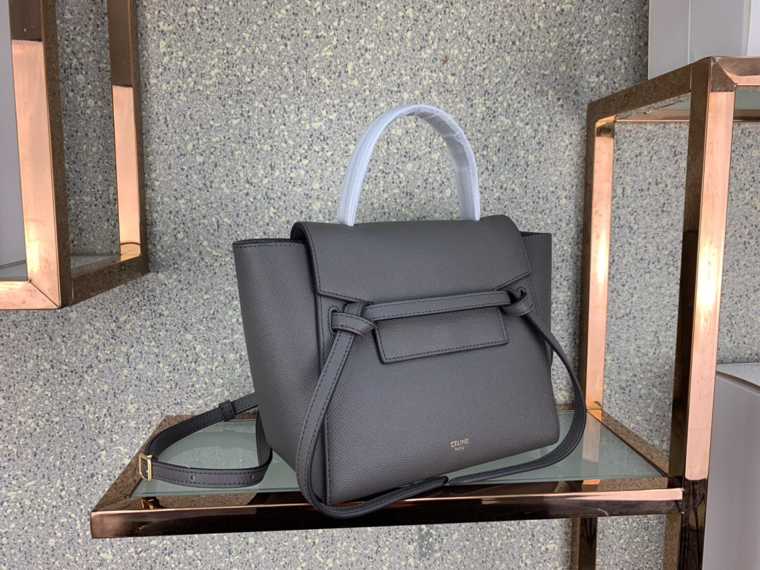 Ce1i*e Micro Belt Bag In Grained Calfskin with Gray 20cm 175519