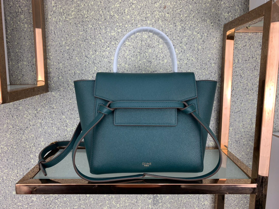 Ce1i*e Micro Belt Bag In Grained Calfskin with Dark Green 20cm 175519