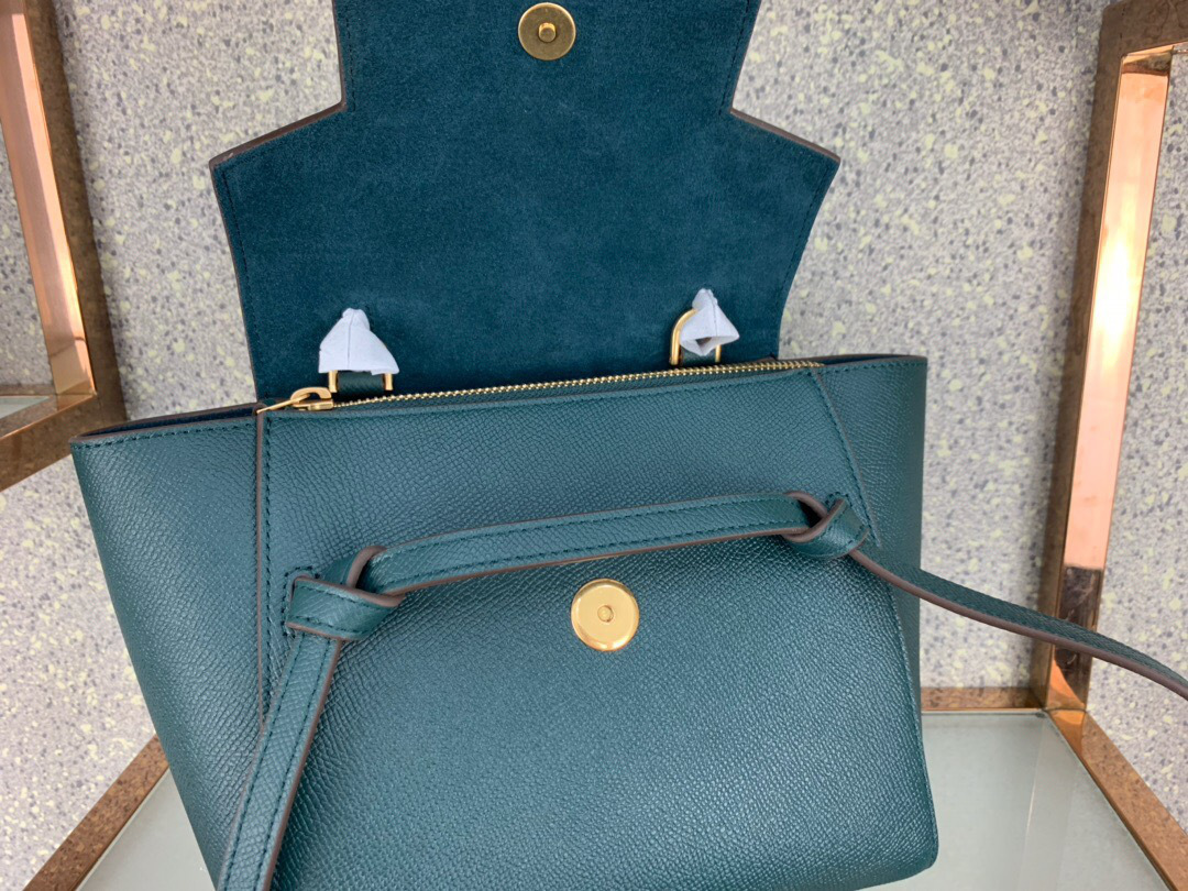 Ce1i*e Micro Belt Bag In Grained Calfskin with Dark Green 20cm 175519