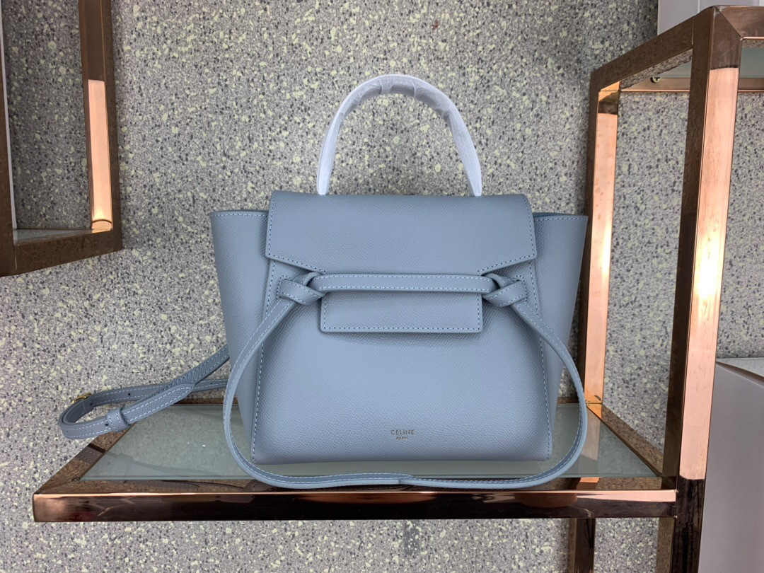 Ce1i*e Micro Belt Bag In Grained Calfskin with Light Blue 20cm 175519