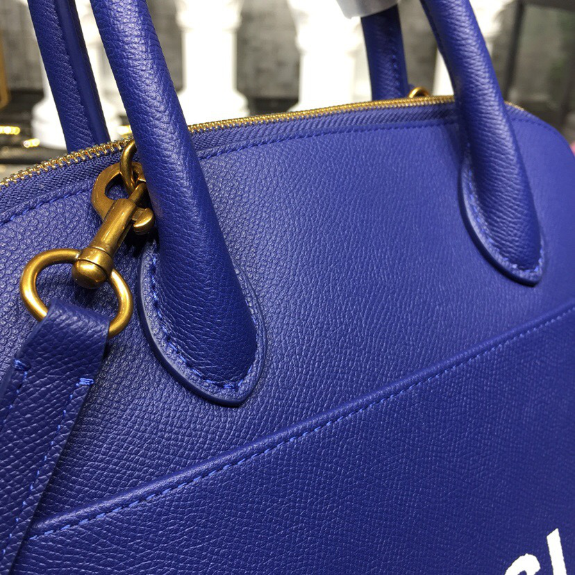 Ba1en*iaga Ville medium graffiti logo calfskin bag Dark Blue 18SS