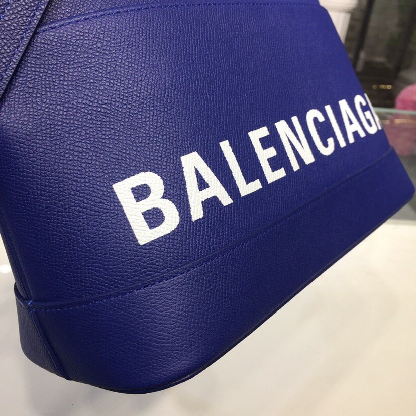 Ba1en*iaga Ville medium graffiti logo calfskin bag Dark Blue 18SS