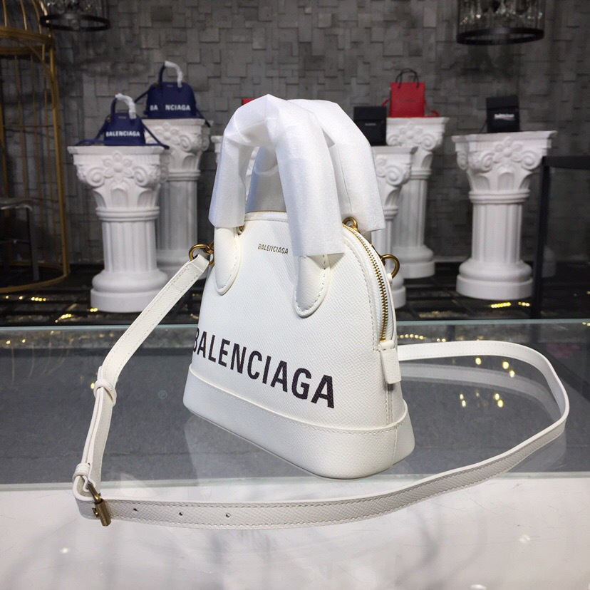 Ba1en*iaga Ville Small graffiti logo calfskin bag White 18SS