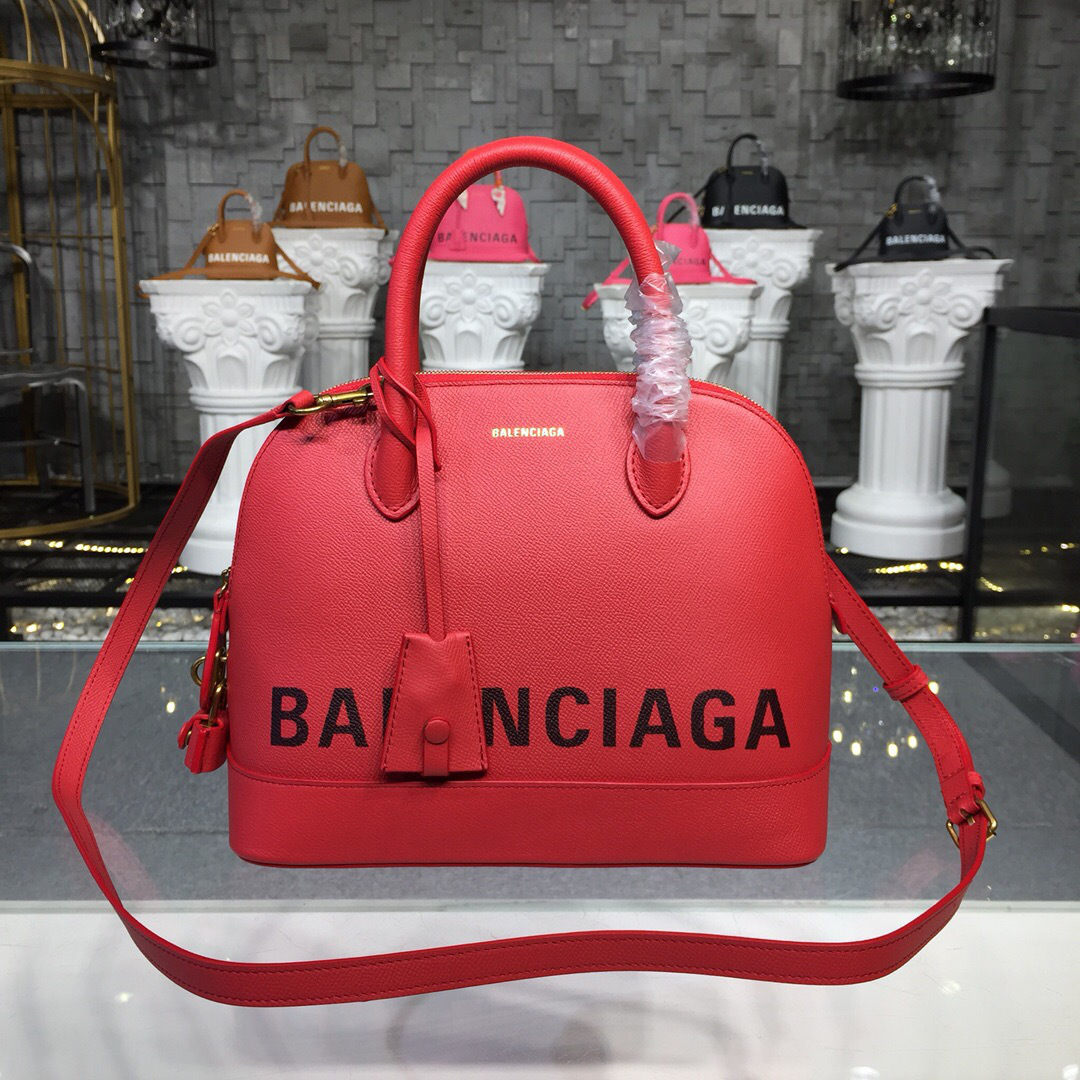 Ba1en*iaga Ville Medium graffiti logo calfskin bag Red 18SS