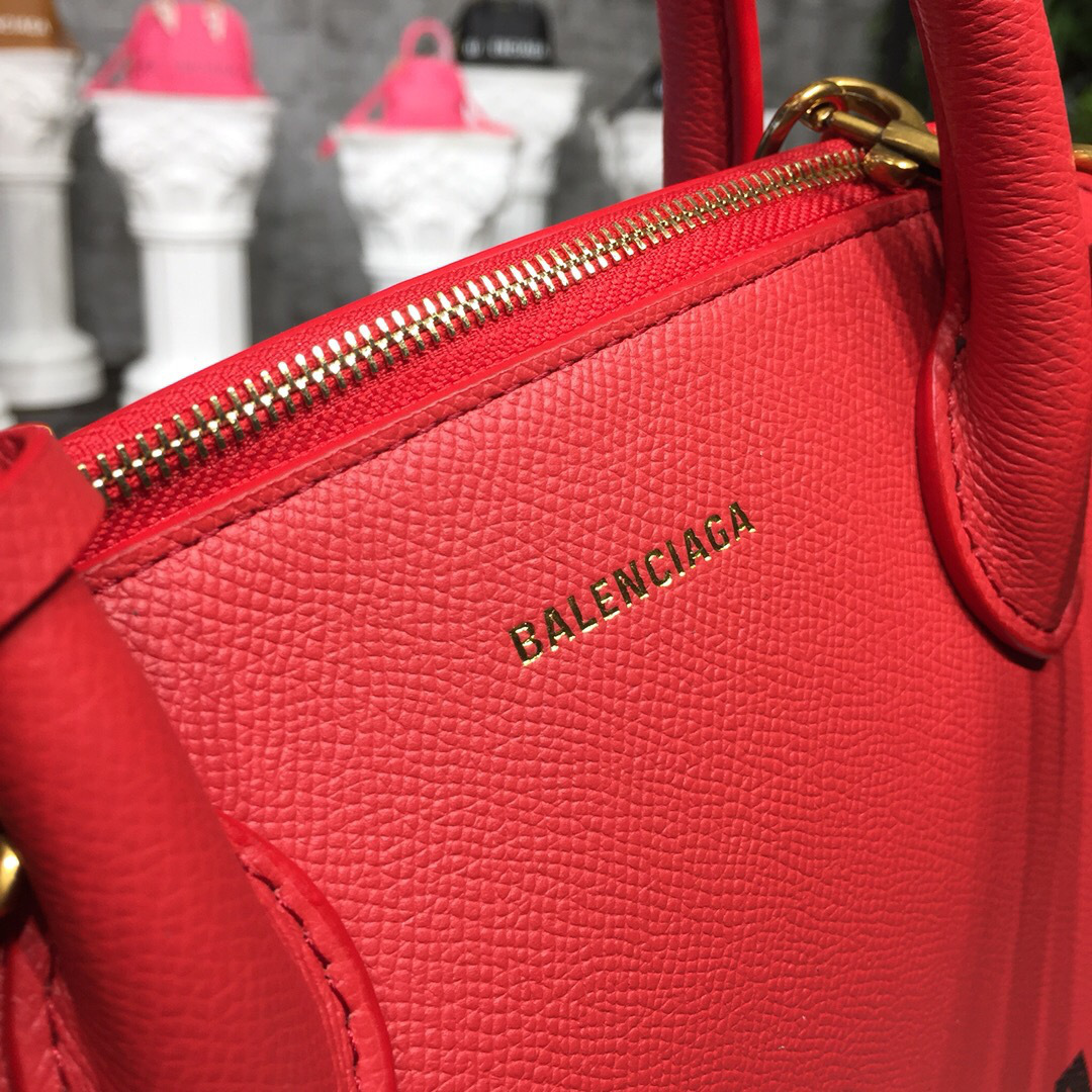 Ba1en*iaga Ville Medium graffiti logo calfskin bag Red 18SS