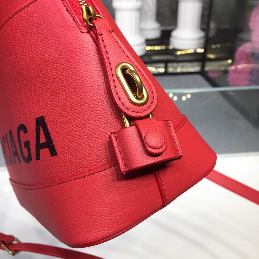 Ba1en*iaga Ville Medium graffiti logo calfskin bag Red 18SS