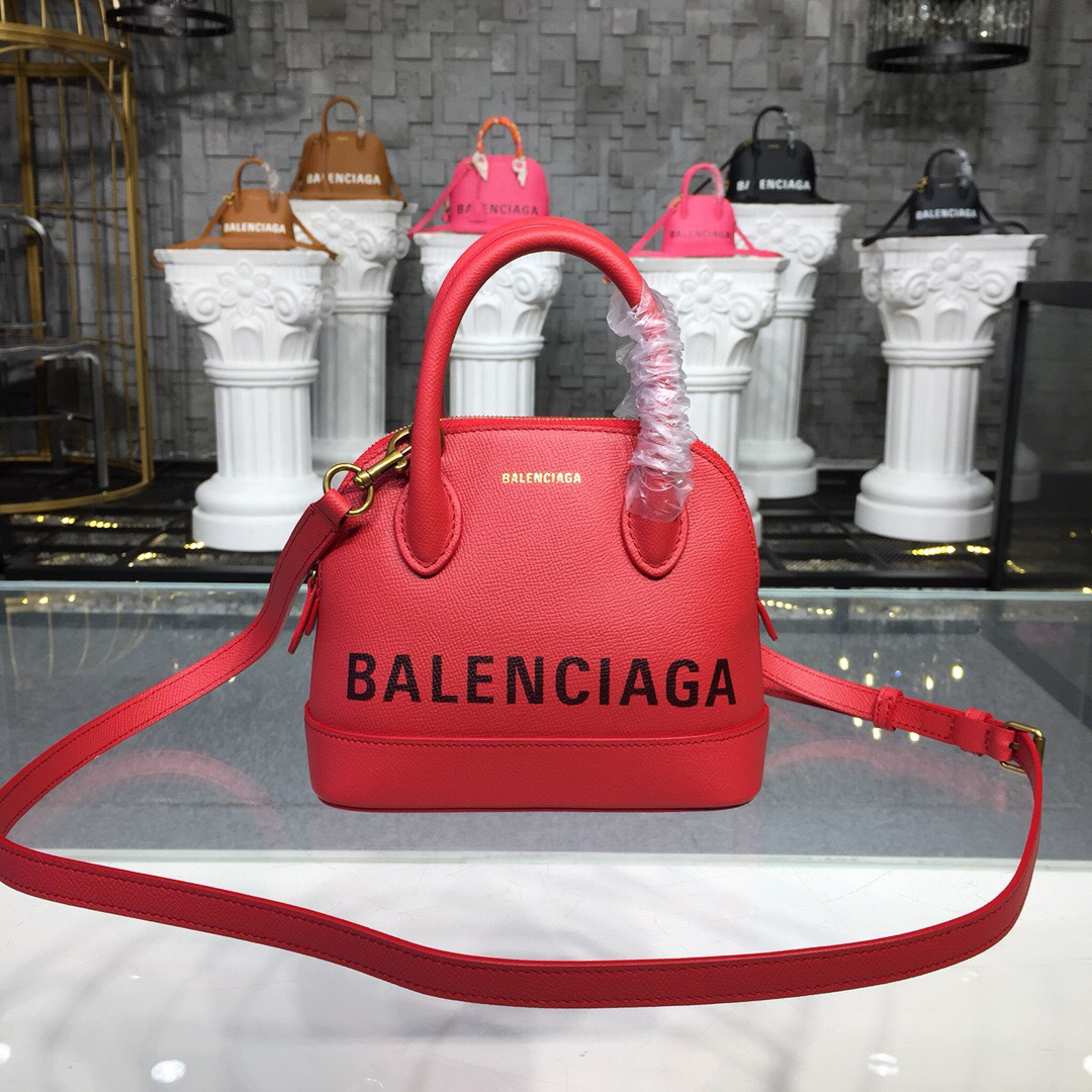 Ba1en*iaga Ville small graffiti logo calfskin bag Red 18SS