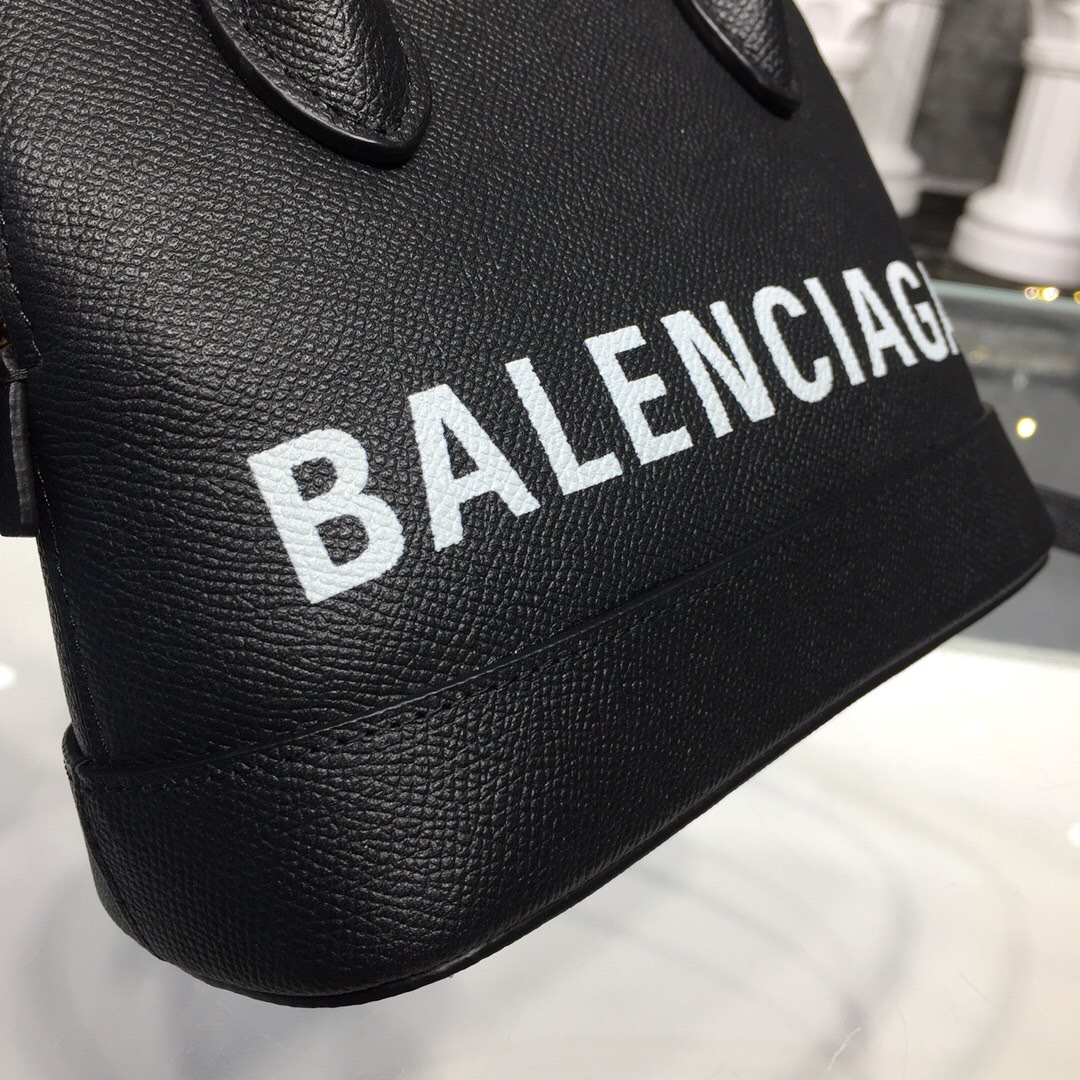 Ba1en*iaga Ville small graffiti logo calfskin bag black 18SS