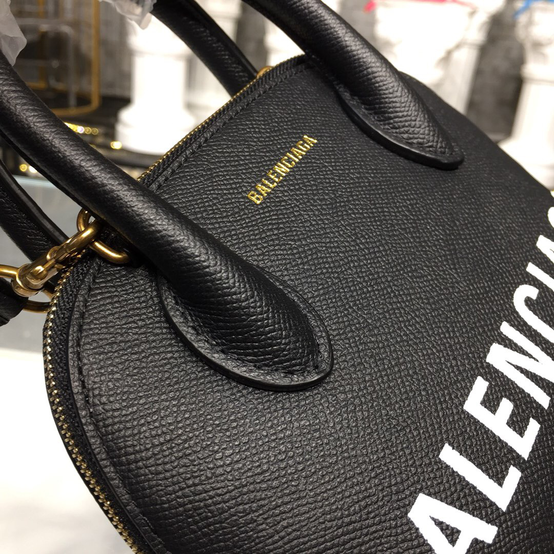 Ba1en*iaga Ville small graffiti logo calfskin bag black 18SS