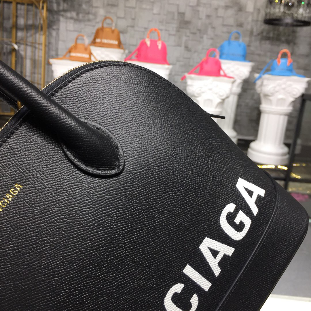 Ba1en*iaga Ville medium graffiti logo calfskin bag black 18SS