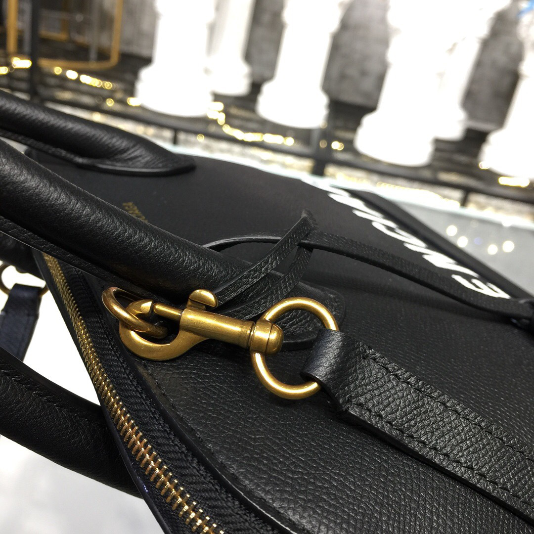 Ba1en*iaga Ville medium graffiti logo calfskin bag black 18SS