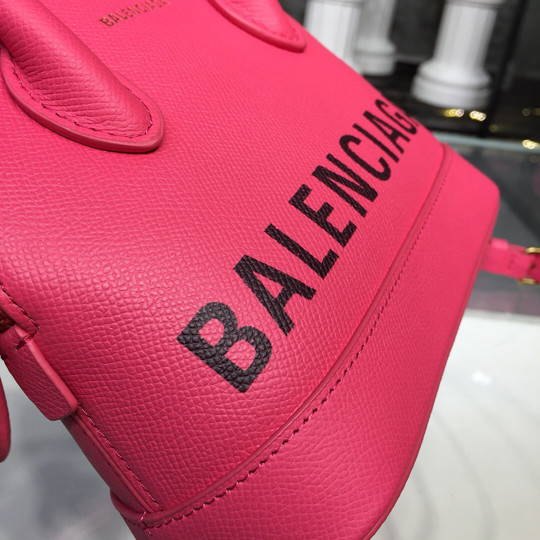 Ba1en*iaga Ville small graffiti logo calfskin bag Rose Red 18SS