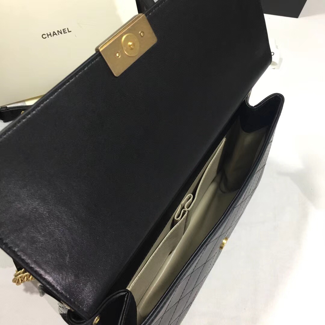 Ch**el Classic Lambskin Large Handbag A01112 Black