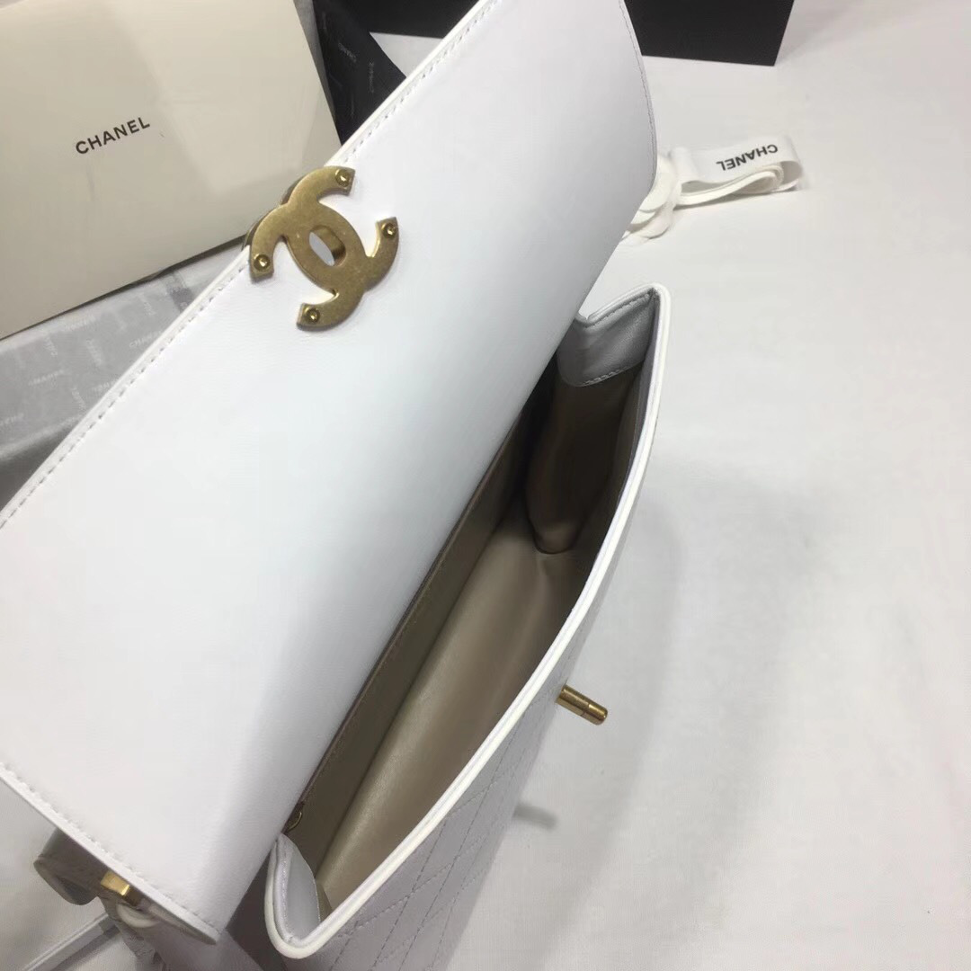 Ch**el Classic Lambskin Large Handbag A01112 white