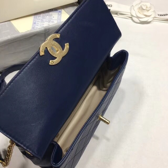 Ch**el Classic Lambskin Small Handbag A01112 Blue