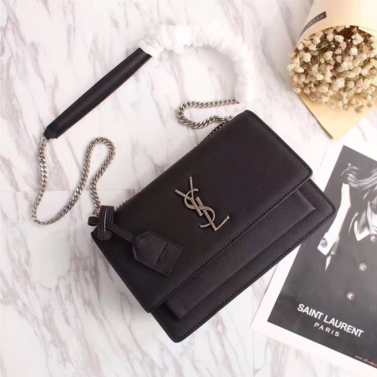 Y51 Real leather Handbag with Black 26606