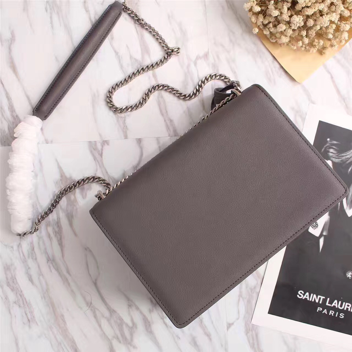 Y51 Real leather Handbag with Gray 26606