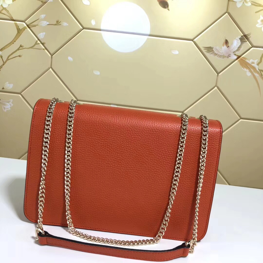 Gvc*1 Marmont Shoulder Orange Leather Cross Body Bag 501303