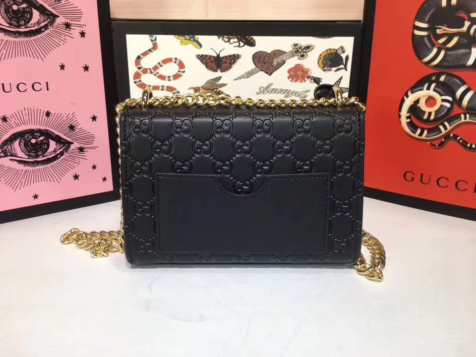 Gvc*1 Padlock small Signature shoulder Leather bag black 409487