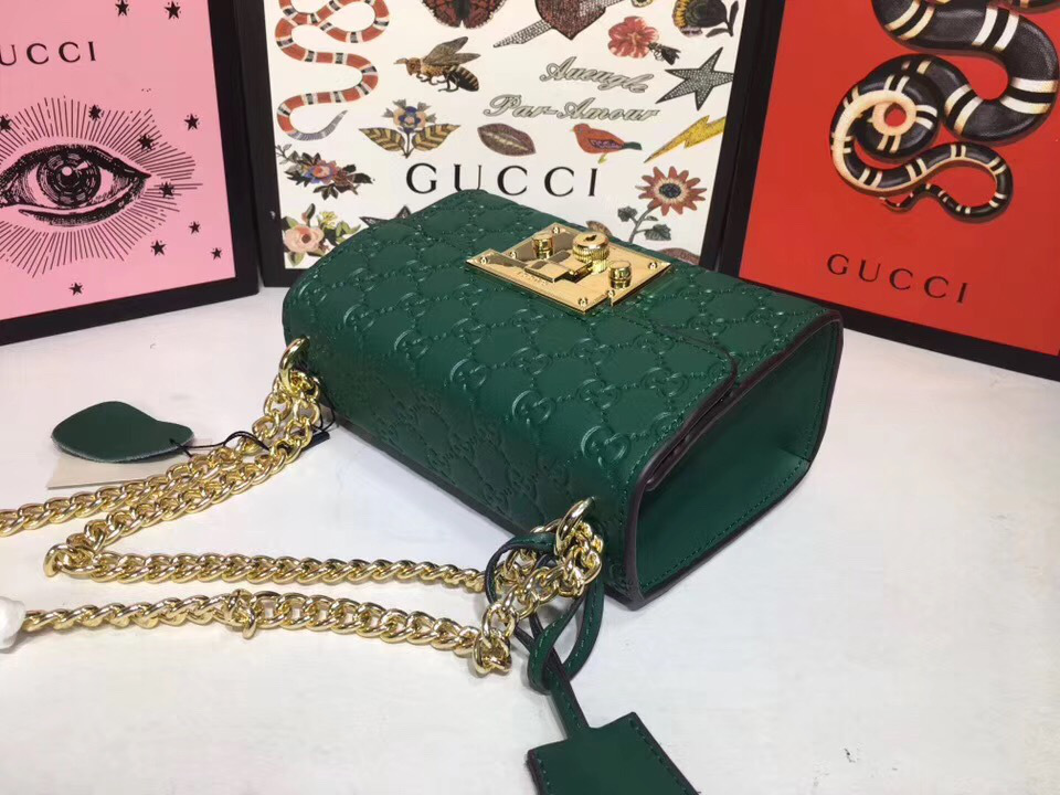 Gvc*1 Padlock small Signature shoulder Leather bag green 409487