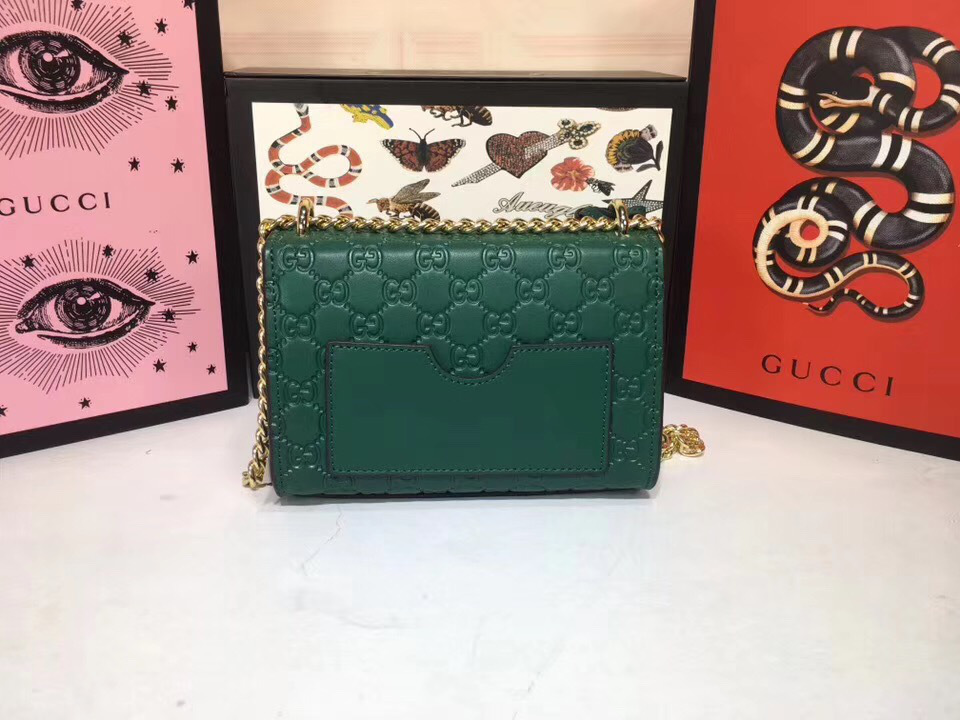 Gvc*1 Padlock small Signature shoulder Leather bag green 409487