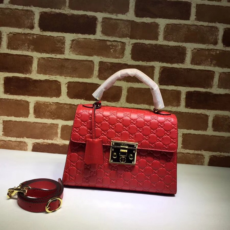 Gvc*1 Padlock Signature Top Handle Bag Red 453188