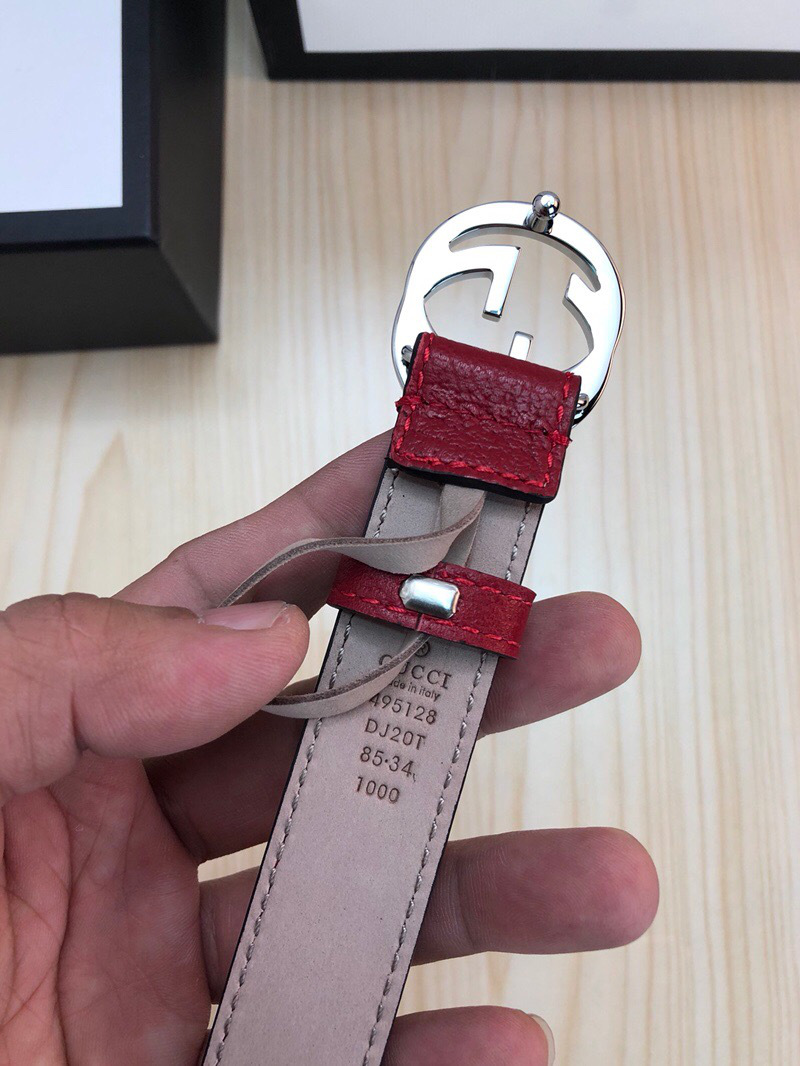 Gvc*1 Belt Red Silver Hardware