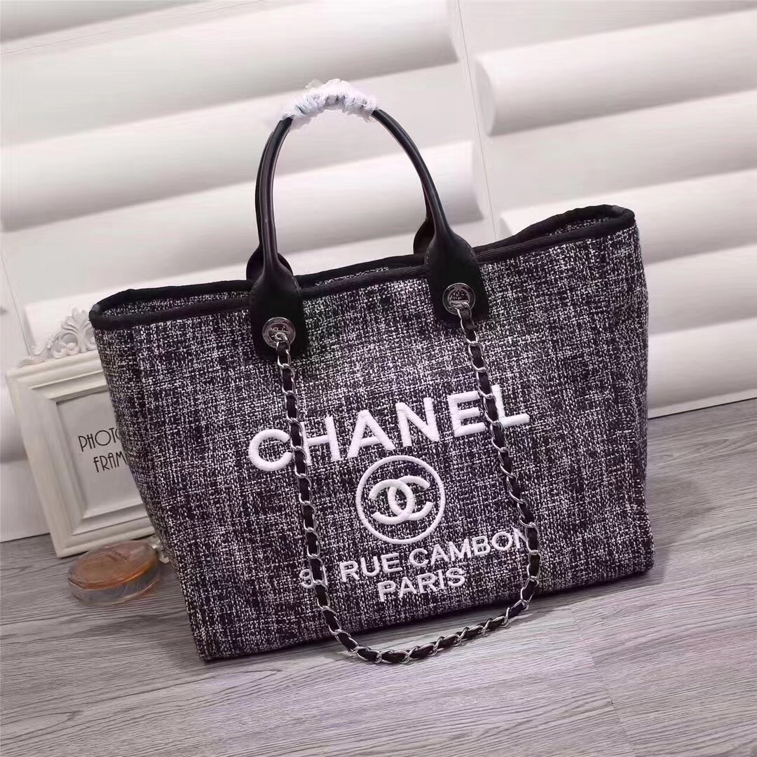 Ch**el Canvas Large Deauville Tote Bag A66942