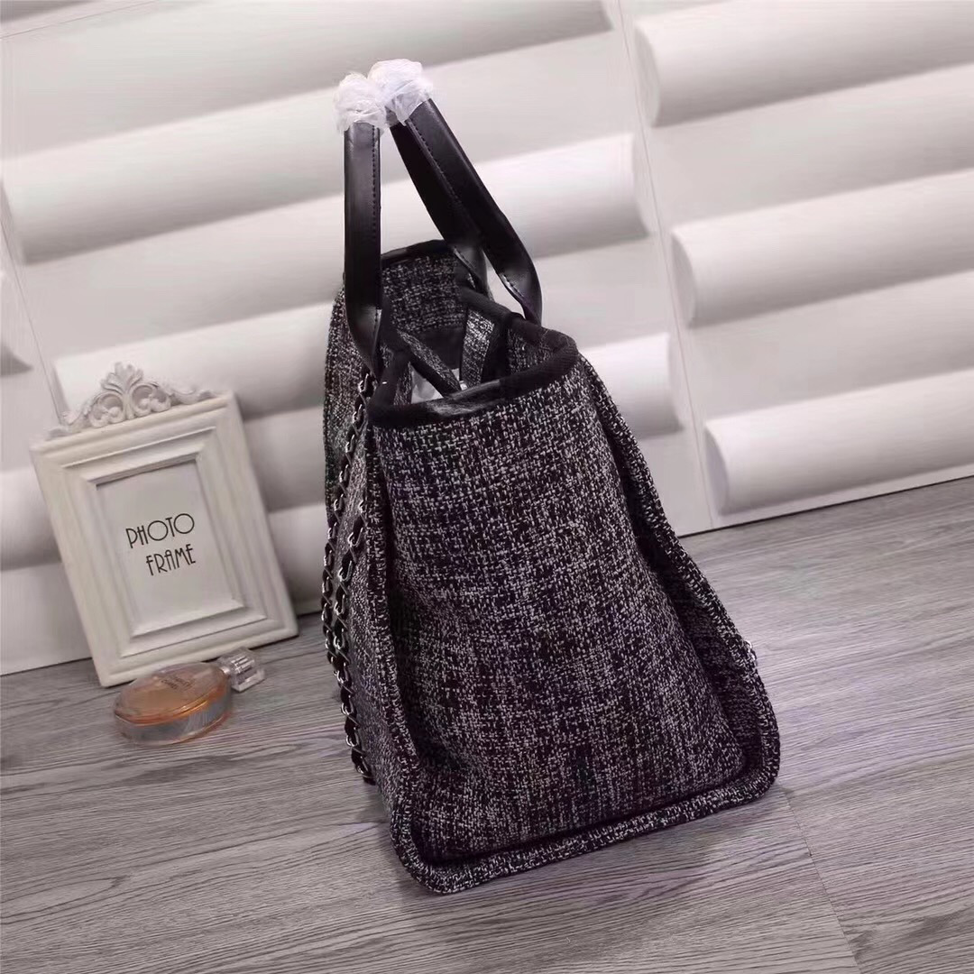 Ch**el Canvas Large Deauville Tote Bag A66942