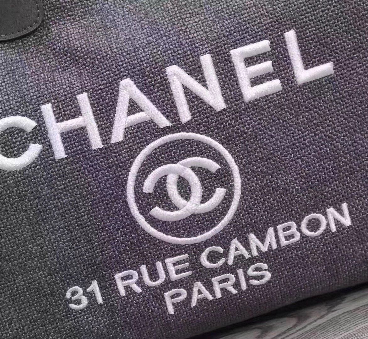 Ch**el Canvas Large Deauville Tote Bag Gray A66942