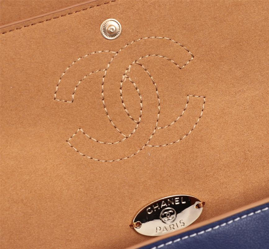 Ch**el Flap Shoulder Bag Calfskin Leather Blue 8925