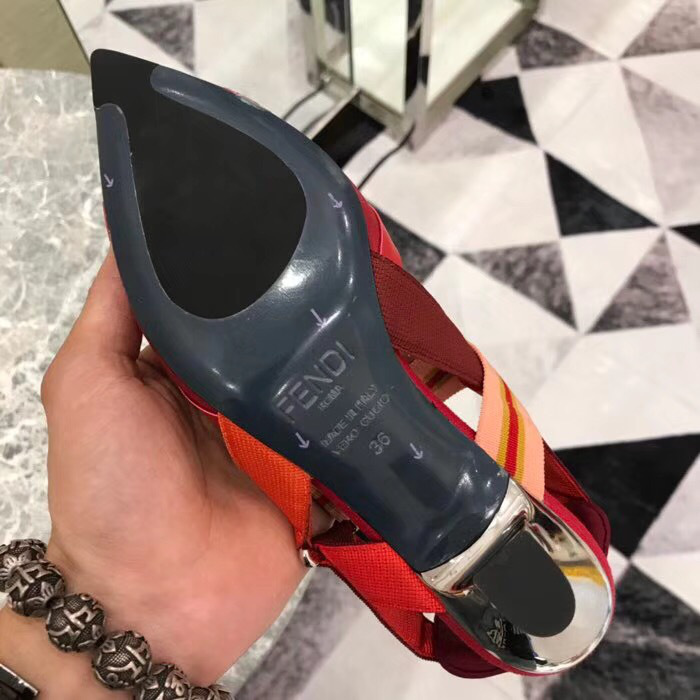 F**di Slingbacks Red Mid Heel Shoes 5cm