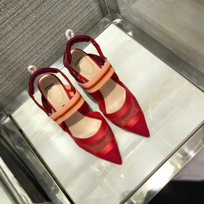F**di Slingbacks Red High Heel Shoes 8cm