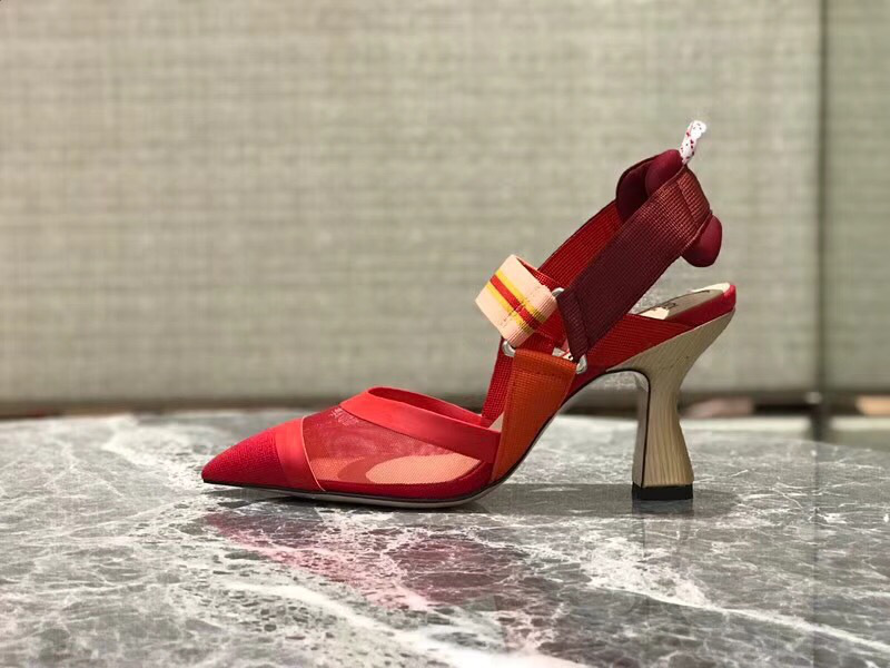 F**di Slingbacks Red High Heel Shoes 8cm