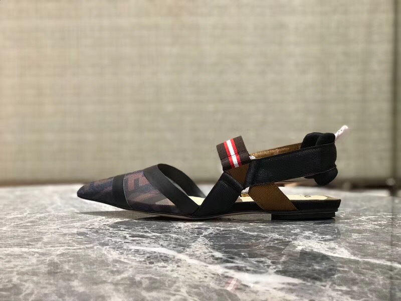 F**di Slingbacks Black Brown Flat-soled Shoes