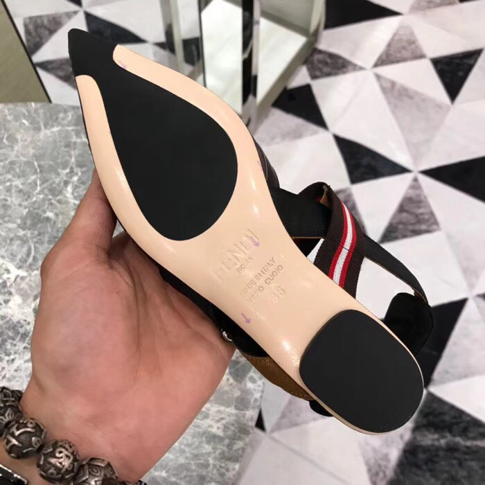 F**di Slingbacks Black Brown Flat-soled Shoes
