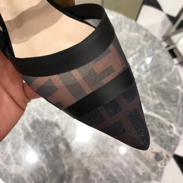 F**di Slingbacks Black Brown Flat-soled Shoes