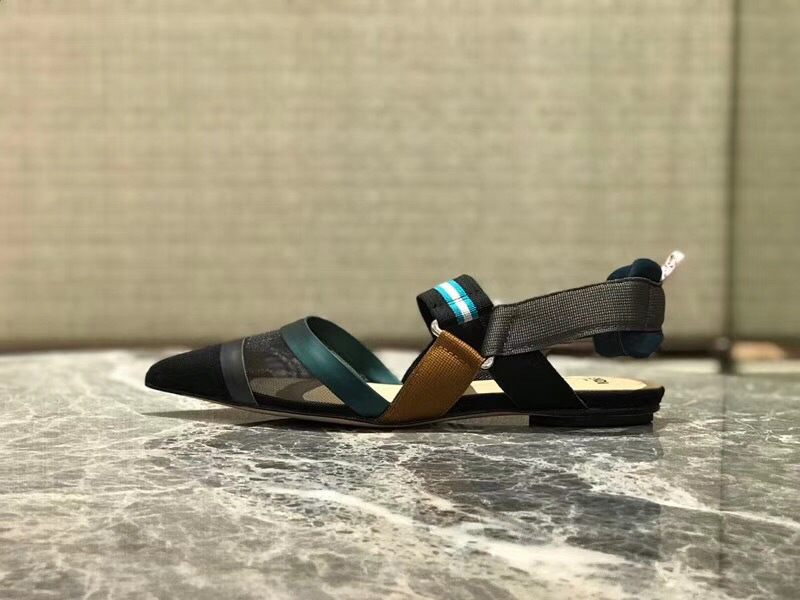F**di Slingbacks Blue Black Flat-soled Shoes
